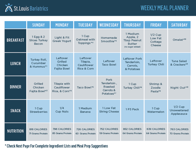 Printable Bariatric Meal Plan Pdf Printable World Holiday